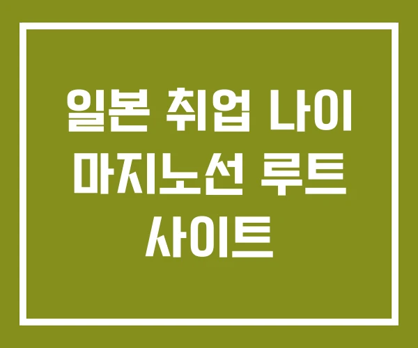 일본 취업 나이 마지노선 루트 사이트