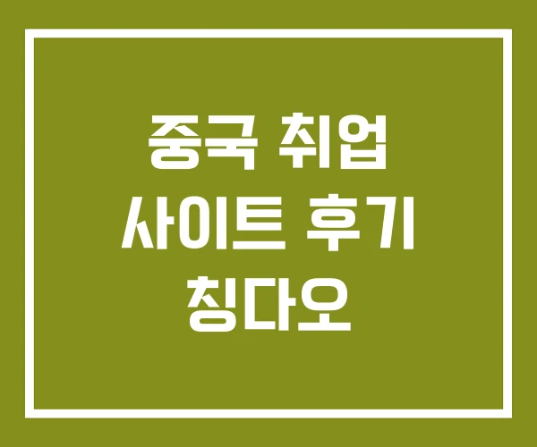 중국 취업 사이트 후기 칭다오