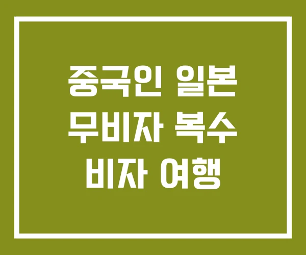 중국인 일본 무비자 복수 비자 여행