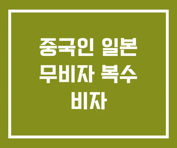 중국인 일본 무비자 복수 비자