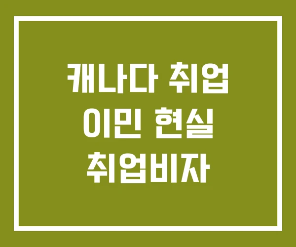 캐나다 취업 이민 현실 취업비자