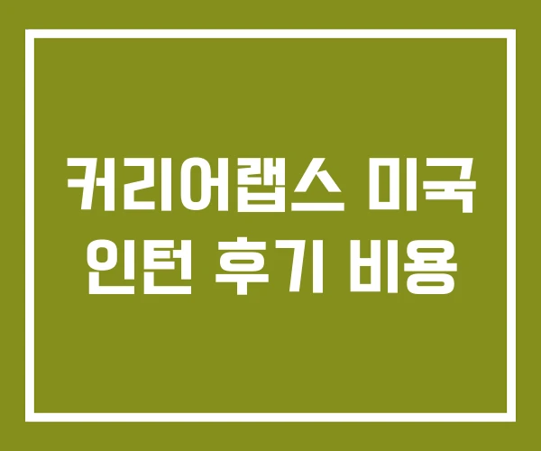 커리어랩스 미국 인턴 후기 비용