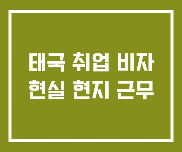 태국 취업 비자 현실 현지 근무