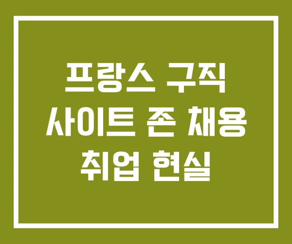 프랑스 구직 사이트 존 채용 취업 현실 프랑스 구직 사이트 존 채용 취업 현실