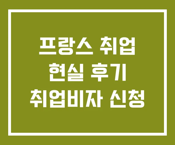 프랑스 취업 현실 후기 취업비자 신청 프랑스 취업 현실 후기 취업비자 신청