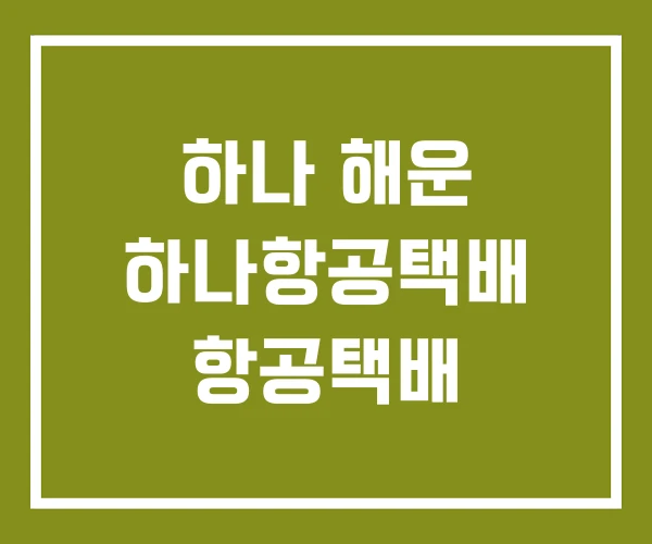 하나 해운 하나항공택배 항공택배