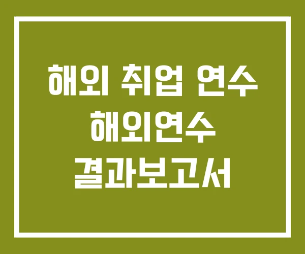 해외 취업 연수 해외연수 결과보고서