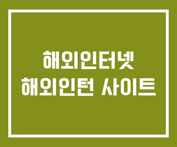 해외인터넷 해외인턴 사이트