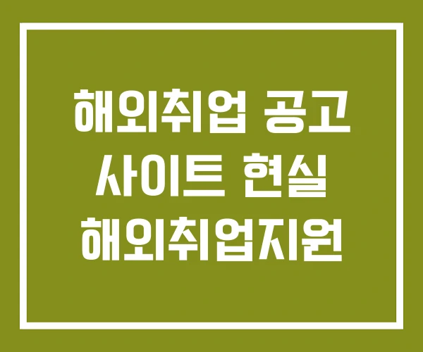 해외취업 공고 사이트 현실 해외취업지원