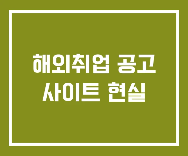 해외취업 공고 사이트 현실