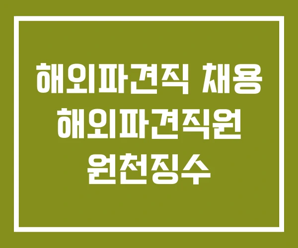 해외파견직 채용 해외파견직원 원천징수