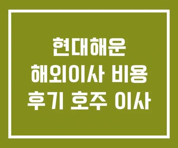 현대해운 해외이사 비용 후기 호주 이사