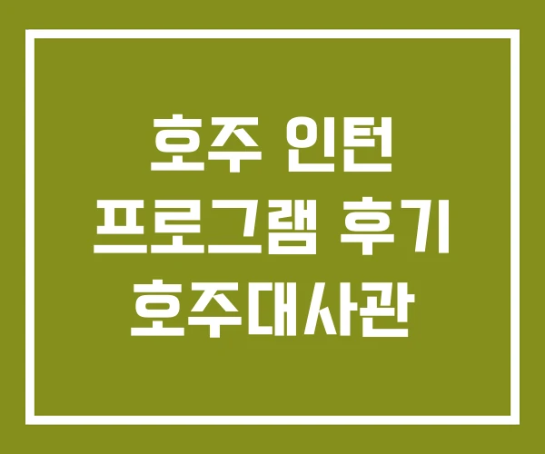 호주 인턴 프로그램 후기 호주대사관