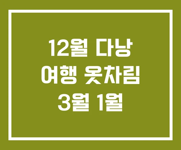 12월 다낭 여행 옷차림 3월 1월