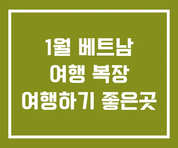 1월 베트남 여행 복장 여행하기 좋은곳