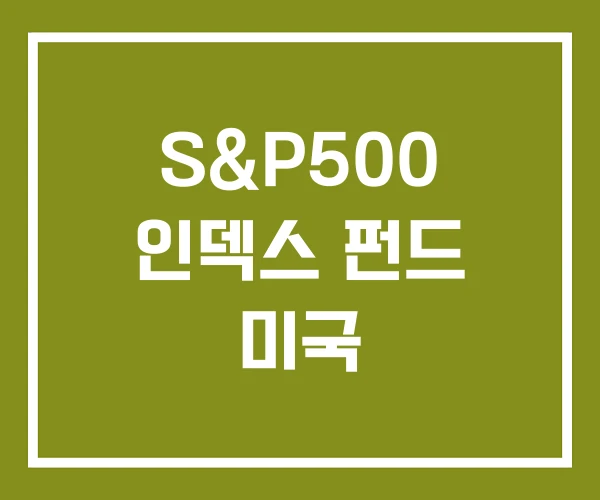 S&P500 인덱스 펀드 미국