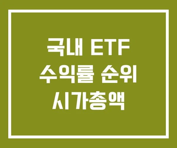 국내 ETF 수익률 순위 시가총액