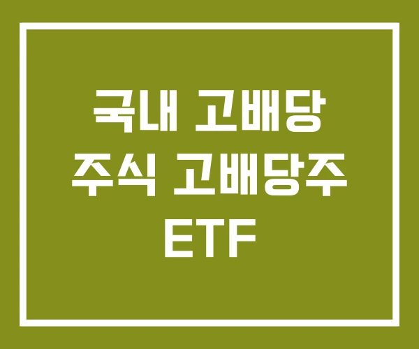 국내 고배당 주식 고배당주 ETF