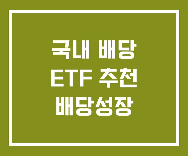 국내 배당 ETF 추천 배당성장
