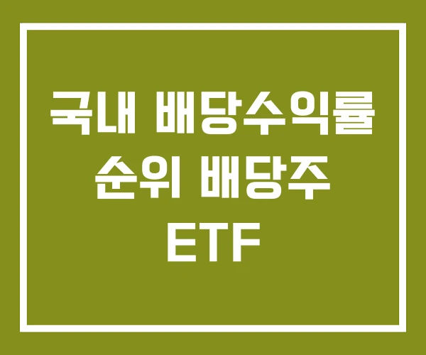 국내 배당수익률 순위 배당주 ETF