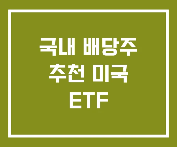 국내 배당주 추천 미국 ETF