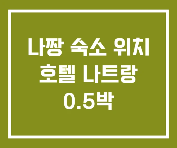 나짱 숙소 위치 호텔 나트랑 0.5박