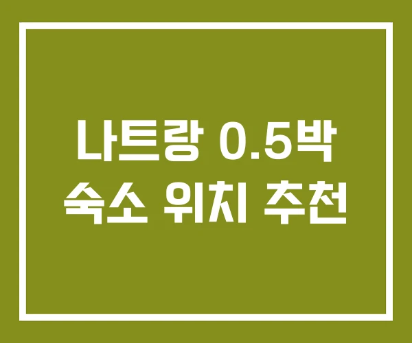 나트랑 0.5박 숙소 위치 추천