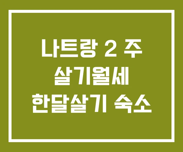 나트랑 2 주 살기월세 한달살기 숙소