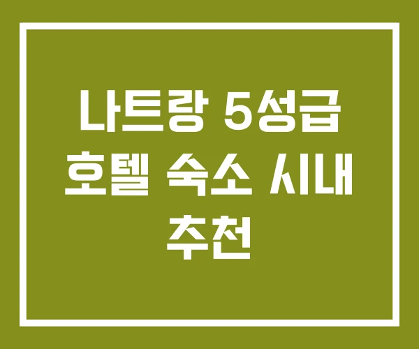 나트랑 5성급 호텔 숙소 시내 추천