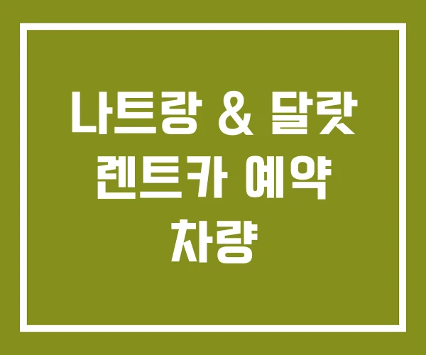 나트랑 & 달랏 렌트카 예약 차량