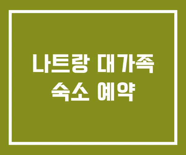 나트랑 대가족 숙소 예약