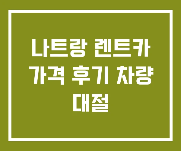 나트랑 렌트카 가격 후기 차량 대절