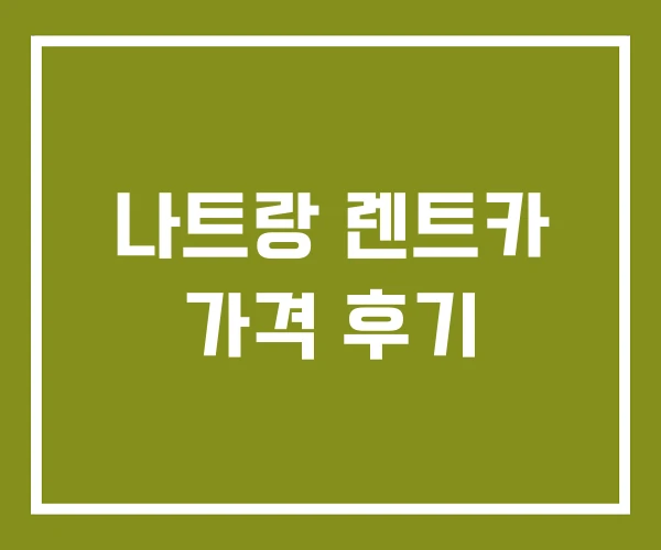 나트랑 렌트카 가격 후기