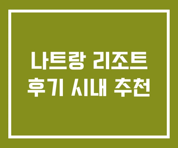 나트랑 리조트 후기 시내 추천