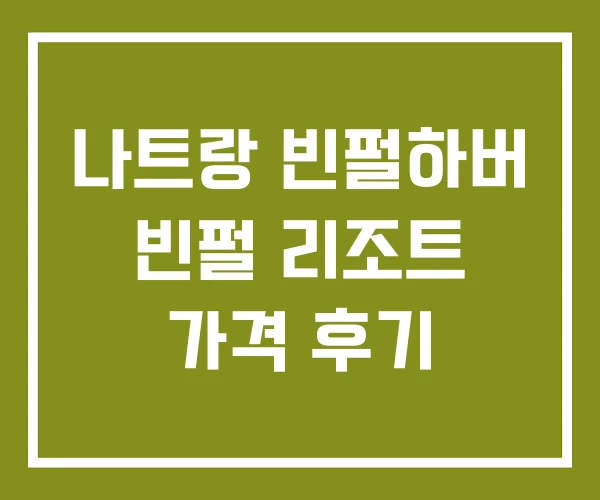 나트랑 빈펄하버 빈펄 리조트 가격 후기