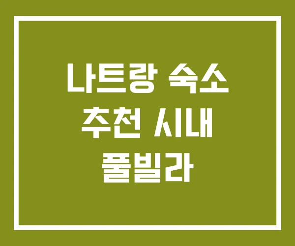 나트랑 숙소 추천 시내 풀빌라