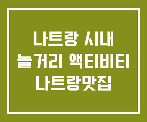 나트랑 시내 놀거리 액티비티 나트랑맛집