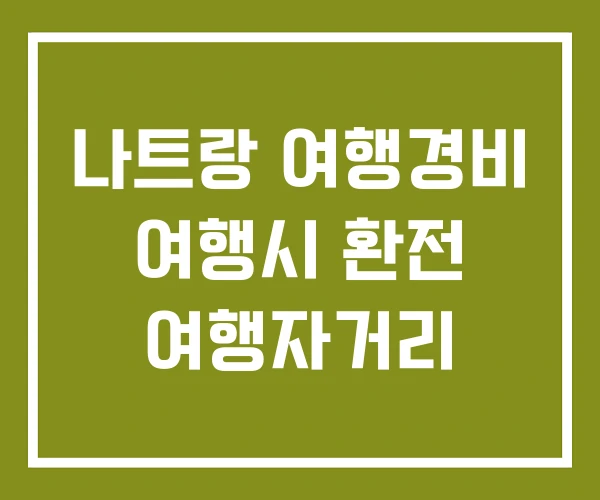 나트랑 여행경비 여행시 환전 여행자거리