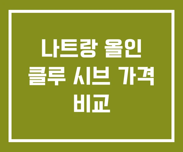 나트랑 올인 클루 시브 가격 비교
