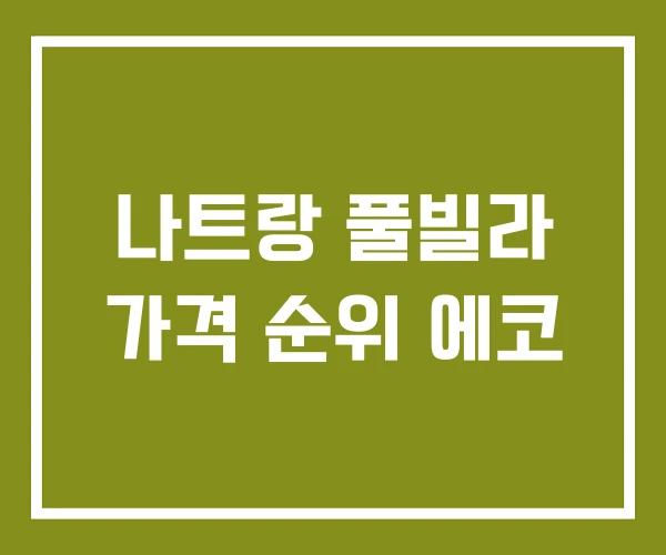 나트랑 풀빌라 가격 순위 에코
