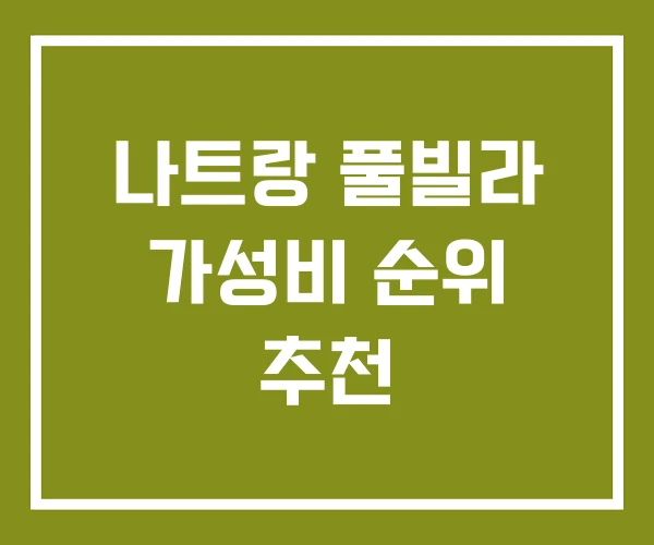 나트랑 풀빌라 가성비 순위 추천