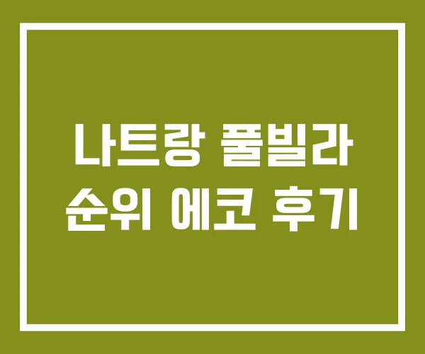 나트랑 풀빌라 순위 에코 후기