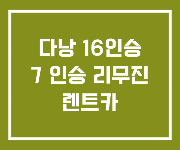 다낭 16인승 7 인승 리무진 렌트카