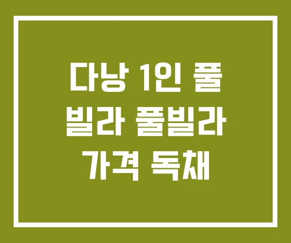 다낭 1인 풀 빌라 풀빌라 가격 독채