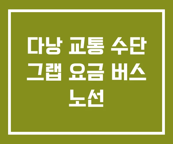 다낭 교통 수단 그랩 요금 버스 노선