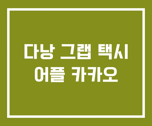 다낭 그랩 택시 어플 카카오