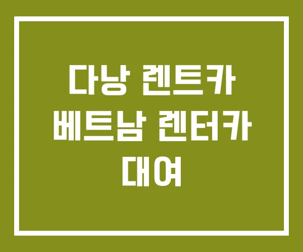 다낭 렌트카 베트남 렌터카 대여