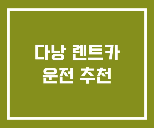 다낭 렌트카 운전 추천