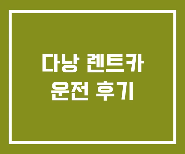 다낭 렌트카 운전 후기