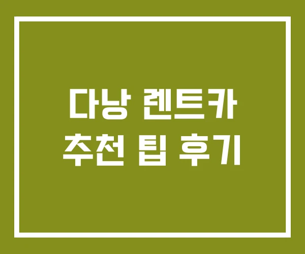 다낭 렌트카 추천 팁 후기